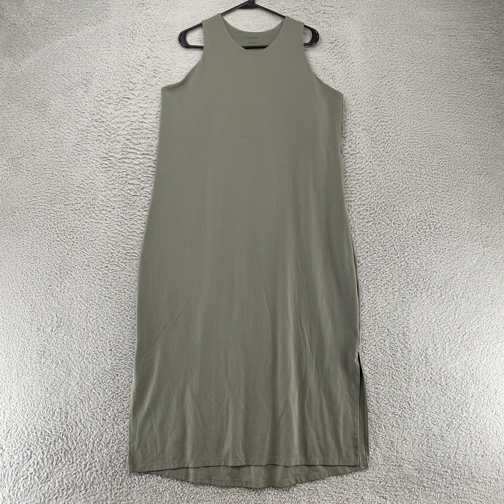 REI Tank Dress Womens XL Green Midi Travel Jersey Soft Shelf Bra Side Slits